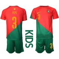 Portugal Pepe #3 Replica Home Minikit World Cup 2022 Short Sleeve (+ pants)
